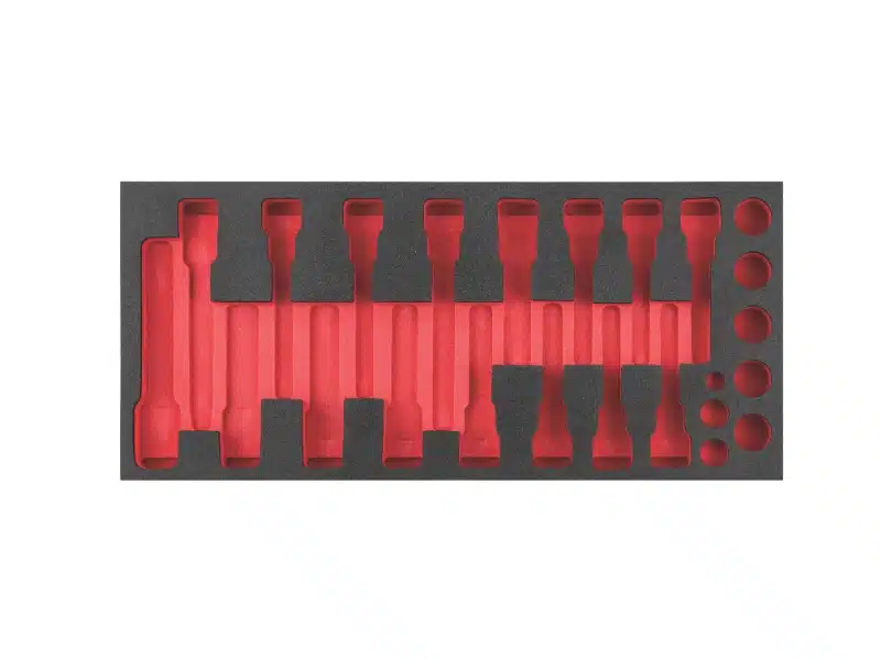 Usag vložek iz pene v vozičku za hitro preglednost orodja.